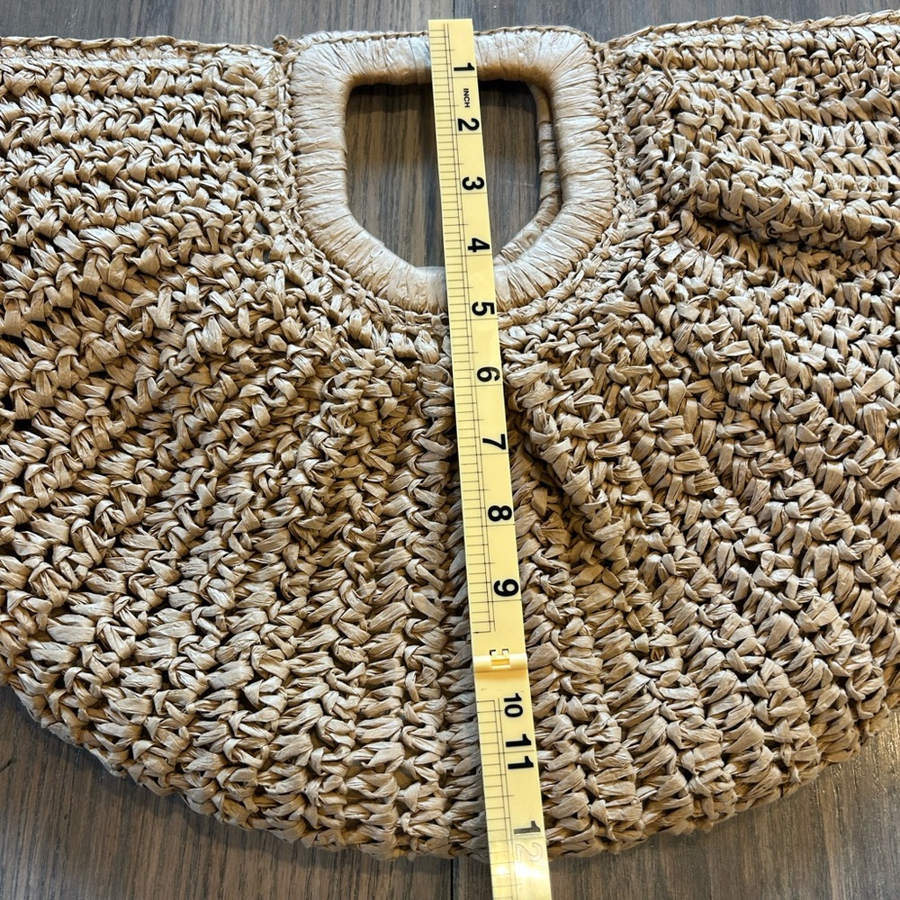 NWOT Bohemian Chic Beach Woven Tan Handbag Coastal Vacation Summer Resort - Picture 7 of 7